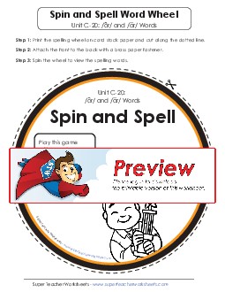 Spin-and-Spell (C-20) Spelling C Worksheet