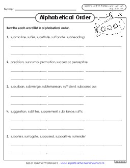 Alphabetical Order Worksheet (F-19) Spelling F Worksheet