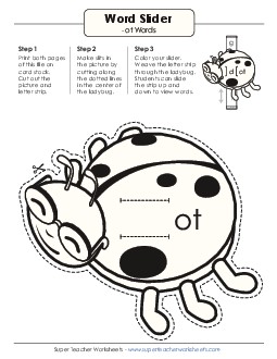 Word Slider (-ot Words) Word Families Worksheet