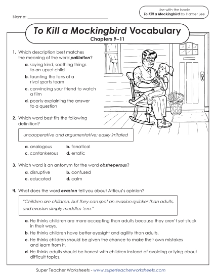 New Vocabulary Questions for Chapters 9–11 Worksheet