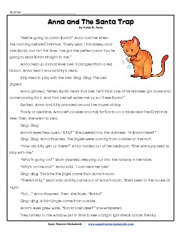 Anna and The Santa Trap Reading Comprehension Worksheet