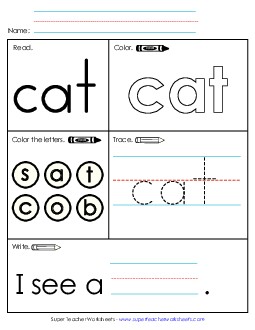 Worksheet 1: Cat Sight Words Individual Worksheet