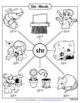 Shr- Words Phonics Blends Worksheet