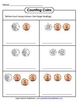 Counting Coins (Basic) Counting Money Worksheet