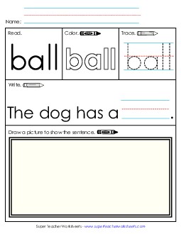 Worksheet 3: Ball Sight Words Individual Worksheet