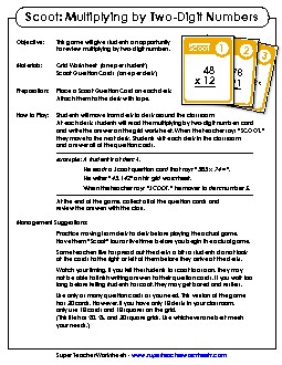 Game: Multiplication Scoot (2-Dig by 2-Dig) Worksheet