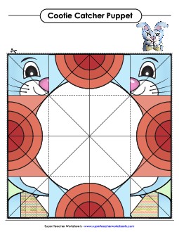 Blue Easter Bunny Cootie Catcher  Worksheet