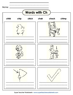 Writing Words with CH Phonics Digraphs Worksheet