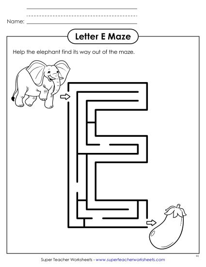 aUppercase Letter E Maze