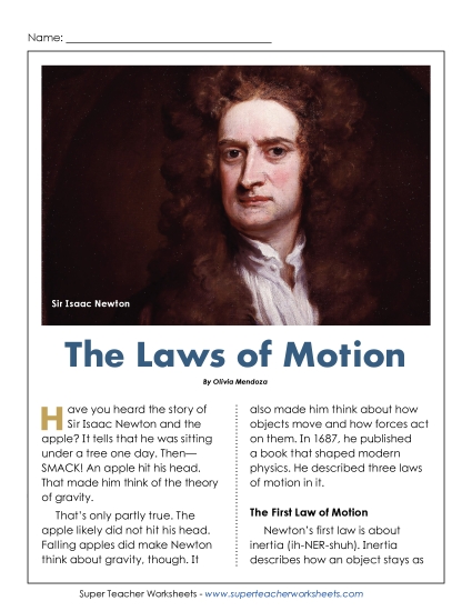 New Isaac Newton's Three Laws of Motion Worksheet New Isaac Newton's Three Laws of Motion Worksheet