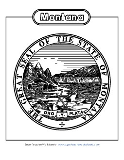 Montana State Seal (Black & White) States Individual Worksheet