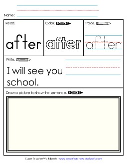 Worksheet 3: After Sight Words Individual Worksheet