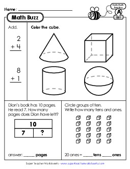 Math Buzz: Week 13 Worksheets 61 through 65 Daily Math Review Worksheet