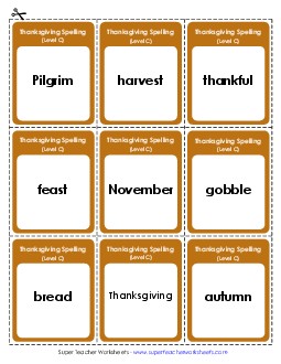 Flashcards (C-Thanksgiving)  Spelling C Worksheet