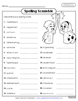 Word Scramble (F-14) Spelling F Worksheet