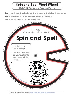 Spin and Spell (C-14)  Spelling C Worksheet