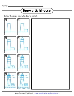 Draw a Lighthouse Learning To Draw Worksheet