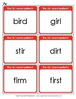 Flash Cards:  /ûr/ Spelled <i>ir</i> Phonics R Controlled Vowels Worksheet