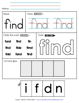 Worksheet 2: Find Sight Words Individual Worksheet