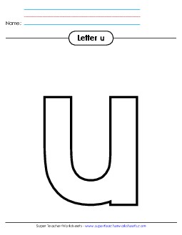 Outline - Lowercase u Alphabet Worksheet