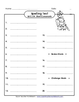 Spelling Test (C-24) Spelling C Worksheet