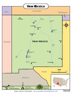 Map of New Mexico State Maps Worksheet