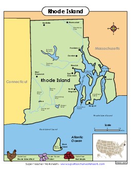 Map of Rhode Island State Maps Worksheet