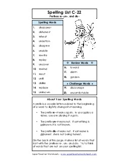 Word List C-22 Spelling C Worksheet