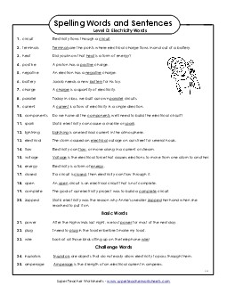 Spelling Test Sentences Spelling D Worksheet