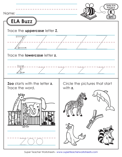 New Kindergarten ELA Buzz: Week 15 <br>Worksheets 71 through 75 Worksheet New Kindergarten ELA Buzz: Week 15 <br>Worksheets 71 through 75 Worksheet
