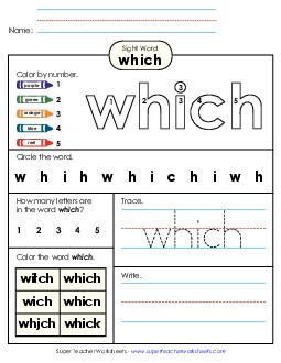 Worksheet 4: Which Sight Words Individual Worksheet