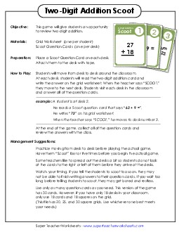 2-Digit Addition Scoot Game Free 2nd Grade Math Worksheet