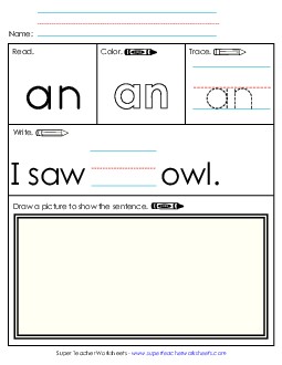 Worksheet 3: An Sight Words Individual Worksheet