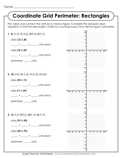 aCoordinate Grid Perimeter: Rectangles