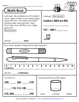 Math Buzz: Week 6 Worksheets 26 through 30 Daily Math Review Worksheet