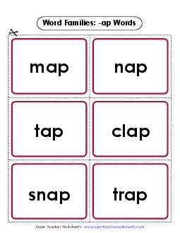 Flashcards (-ap) Word Families Worksheet