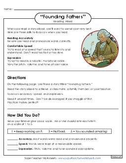 Read Aloud Practice: Founding Fathers Worksheet