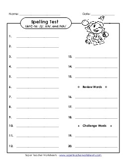 Spelling Test (C-16) Spelling C Worksheet