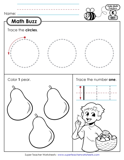New Kindergarten Math Buzz: Week 1<br>Worksheets 1 through 5 Worksheet New Kindergarten Math Buzz: Week 1<br>Worksheets 1 through 5 Worksheet