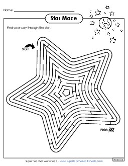 Super Star Maze Brainteasers Worksheet