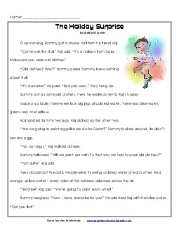 The Holiday Surprise 2nd Grade Reading Comprehension Worksheet