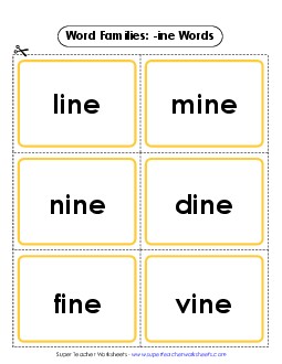 Flashcards (-ine) Word Families Worksheet