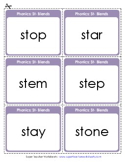 Flashcards Phonics Blends Worksheet