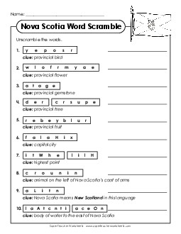 Word Scramble Canada Worksheet