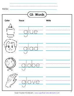 Trace and Write Phonics Blends Worksheet