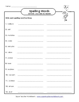 Write Twice (E-23) Spelling E Worksheet