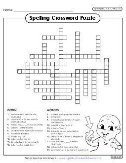 Crossword (F-5) Spelling F Worksheet