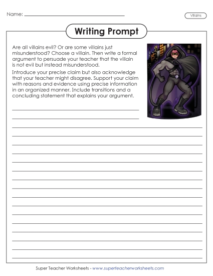 New Villains Worksheet New Villains Worksheet