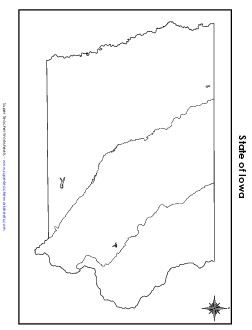 Blank Iowa Map (No Bordering States) State Maps Worksheet