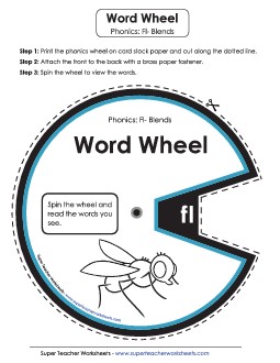 Word Wheel (Fl- Blends) Phonics Blends Worksheet